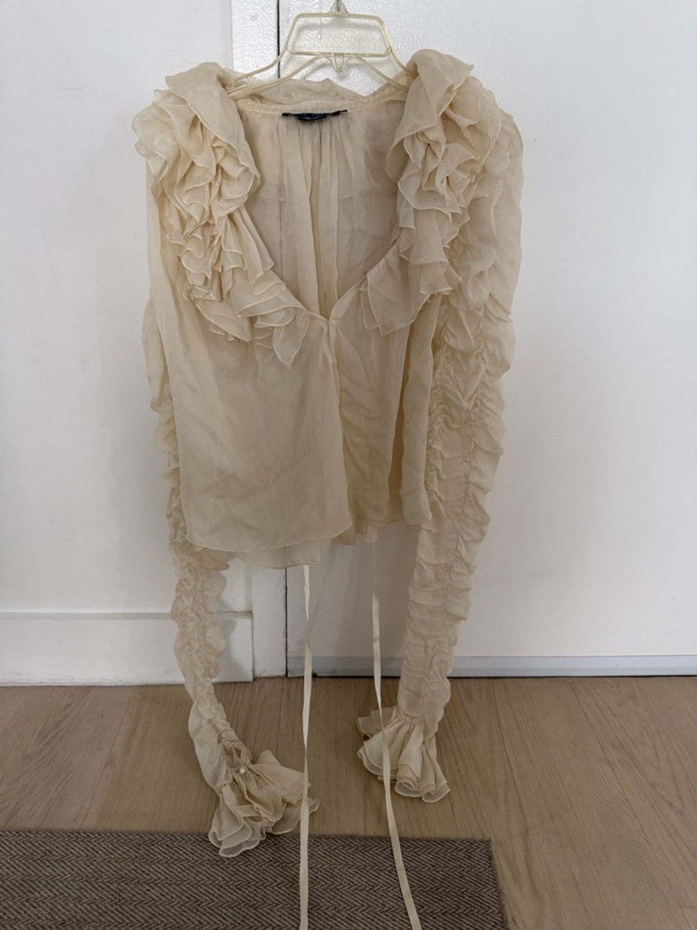 Ralph Lauren Cream Ruffled Silk Blouse